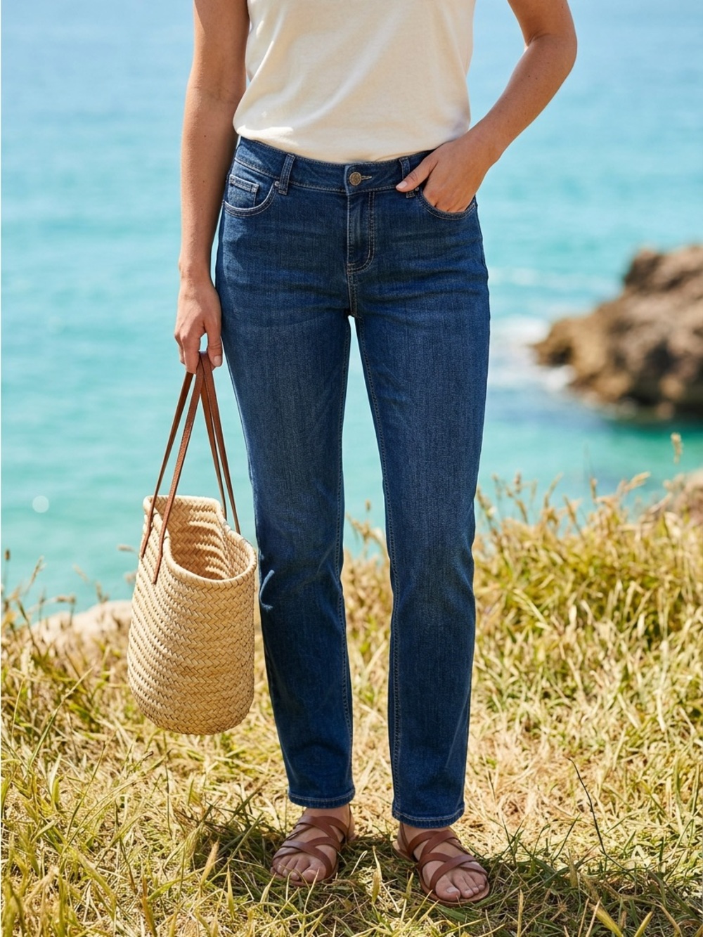 Maurices Straight Leg Jeans in Dark Blue Denim
